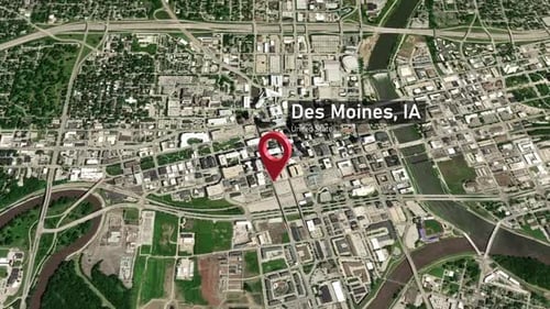 Des Moines City Zoom (IA, United States) from Space to Earth