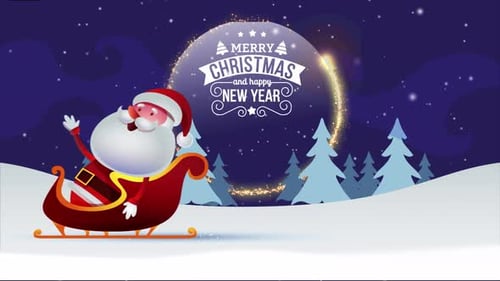 Animated Flat Design Santa Claus Christmas and New Year Greeting