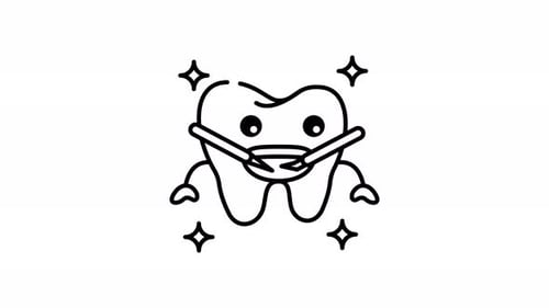 Animated Tooth Character Brushing Teeth