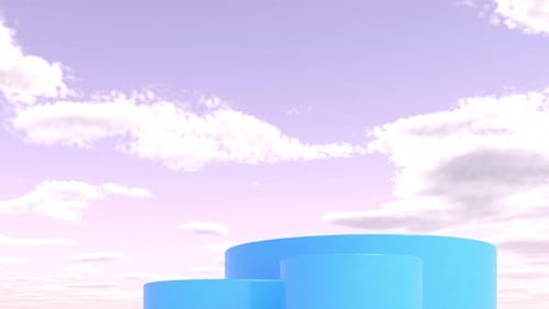 Pink Sky Podium and Minimal Cloud Scene Minimal Product Display