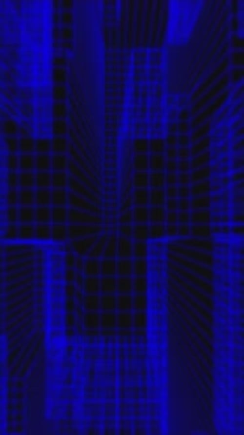 Futuristic Blue Grid Wireframe Abstract Technology Background Loop