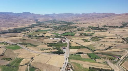 Aerial View of a Rural Landscape on Sunny Day