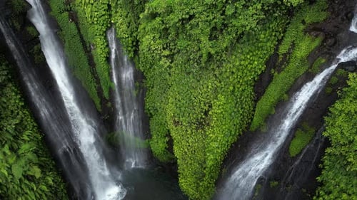 Aerial View of Beautiful Multi-Tiered Waterfall