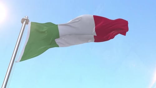 Realistic Italian Flag Waving in the Wind Loop