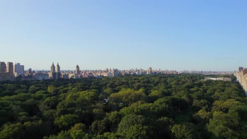 September 2021 - 4K aerial of Manhattan from Central Park, NYC, USA