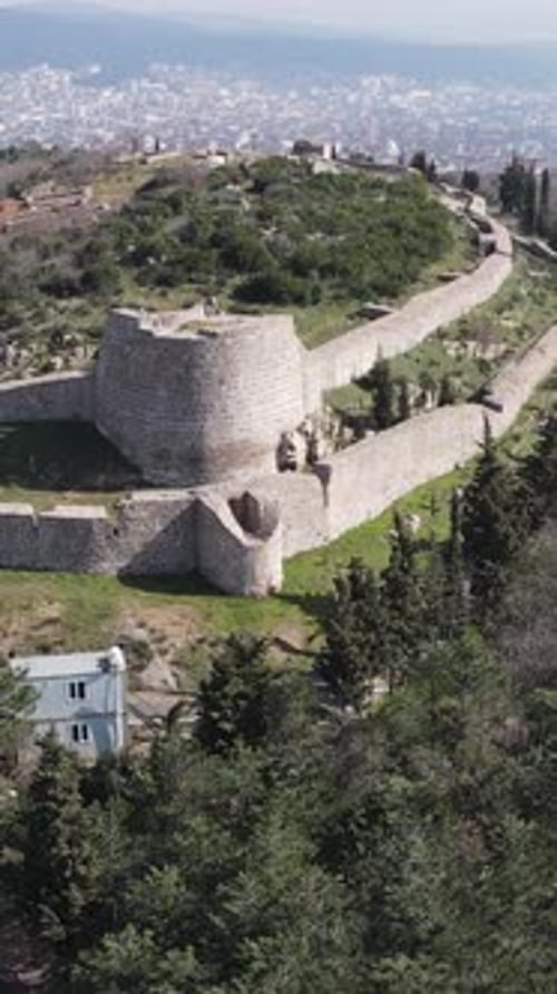 Medieval Byzantium Castle Historical Castle Aerial Drone Shoot