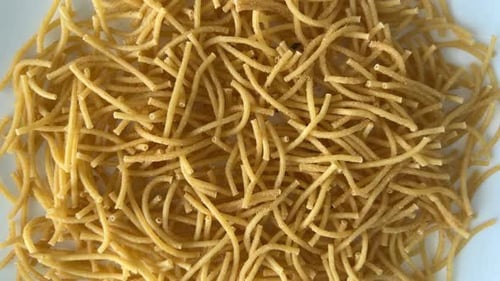 Fried Noodles Piled on a Plate