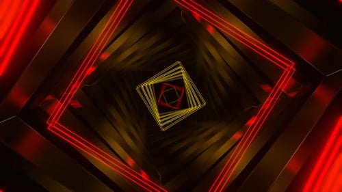 Red And Yellow Neon Lights Spiral Movement Background Vj Loop In 4K