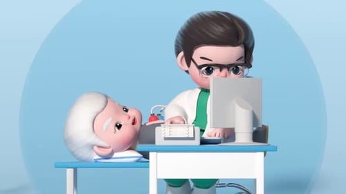 Animated 3D Doctor and Patient Medical Check-up