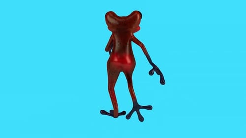 Fun 3D cartoon frog running (with alpha channel)