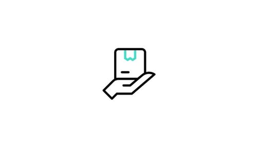 Hand Receiving Package Flat Design Icon Animation