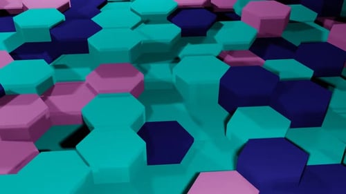 Pink And Blue And Cyan Hexagonal Movement Background Loop Animation In 4K