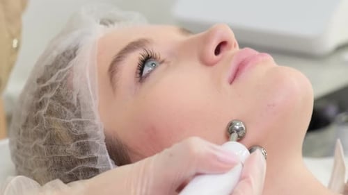 Woman Receiving Facial Treatment in Medical Spa Setting