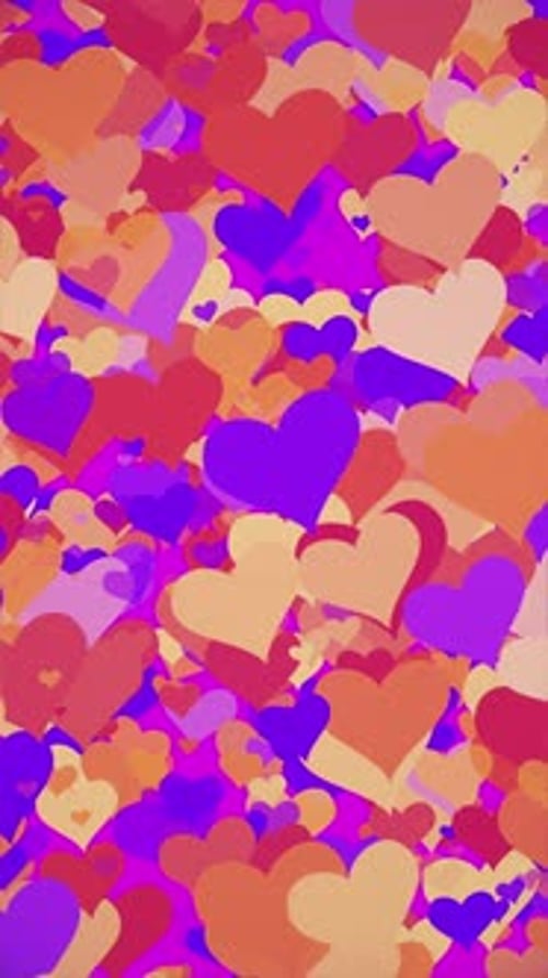 Colorful Large Hearts Floating Background Loop