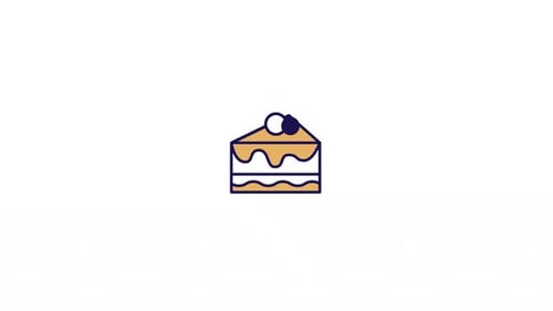 Animated Cake Slice Icon in Flat Design Style