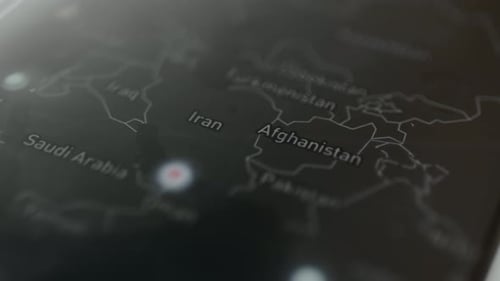 Animated Map of Middle East Countries on Screen Display