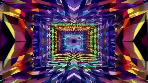 Vibrant Geometric Tunnel Kaleidoscope Loop Background