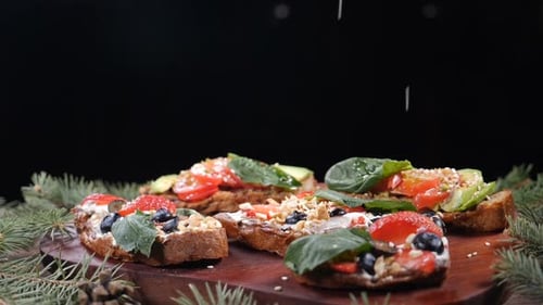 Delicious Sandwiches with Fresh Ingredients Close Up