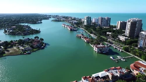 Aerial View of Naples Beach City Marina