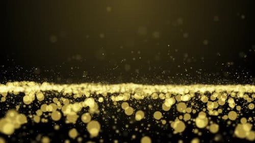 Dynamic Flowing Golden Particles Abstract Shimmering Background