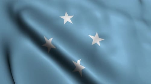 Dynamic Waving Flag Loop: Four White Stars on Blue Background