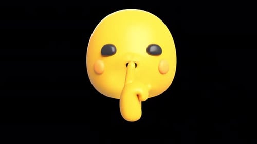 Animated 3D Emoji with Finger on Lips for Silence
