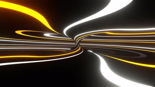 Orange And White On Black Neon Circle Moving Background Vj Loop In 4K