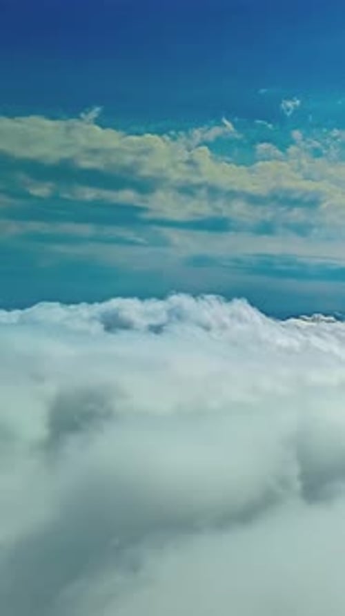 Drone View Above White Clouds and Blue Sky