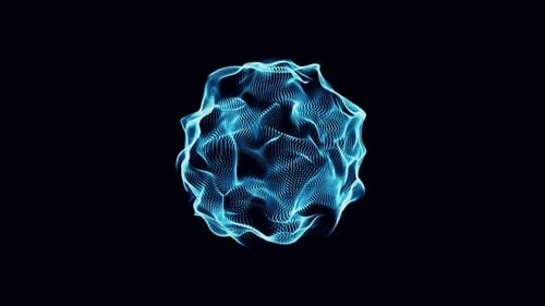 Futuristic Abstract Blue Particle Sphere Morphing Animation Loop