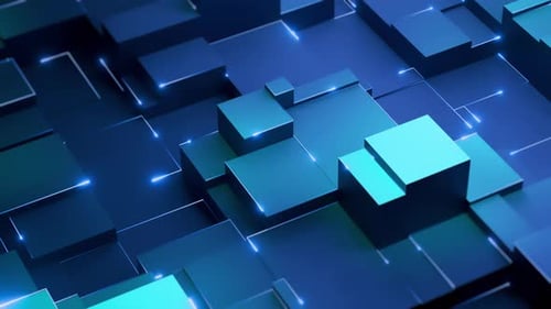 Futuristic 3D Abstract Tech Background with Blue Cubes
