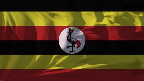 Realistic Waving Flag of Uganda Animated Loop