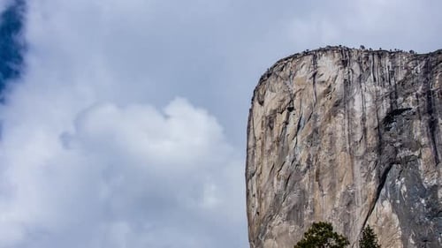 Time Lapse - Beautiful Clouds Moving Over the Cliff in Yosemite National Park