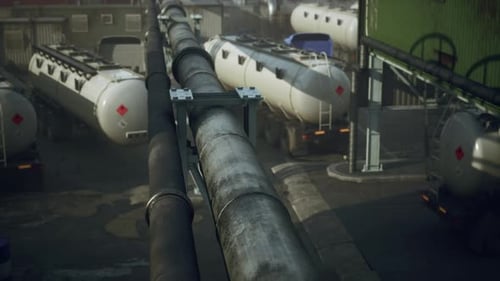 Oil and Gas Industrial Zone with Equipment of Oil Refining
