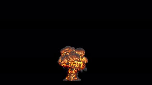 Explosion with mushroom cloud on transparent background