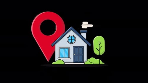 Animated Flat Design Home Location Icon