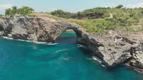 Broken Beach In Nusa Penida Indonesia Overhead View Of Rocky Coast And Coves
