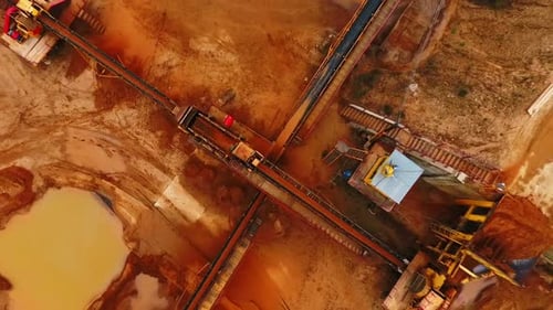 Aerial View of Conveyor Belts at Mining Site