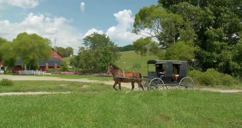 Amish Country, Ohio / United States - August 7 2018: Amish Buggy