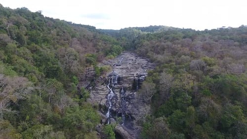 Aerial waterfall in the forest