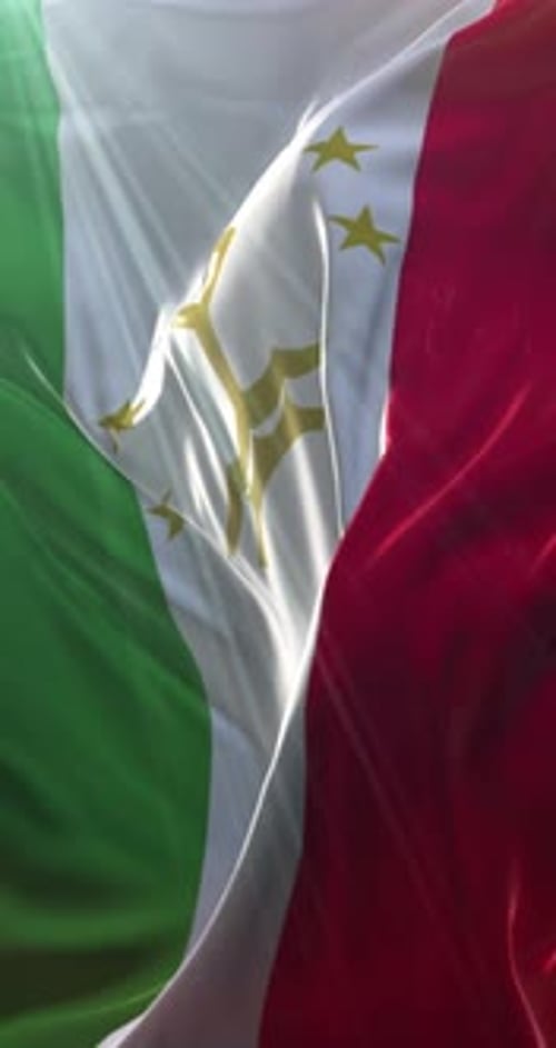 Realistic Waving Tajikistan Flag Vertical Video