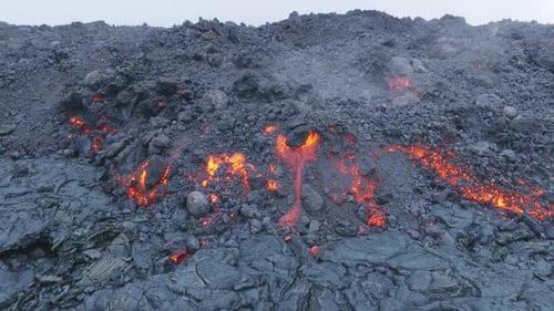 Lava Flow of the Mauna Loa Volcano Eruption on Hawaii Big Island in 2022