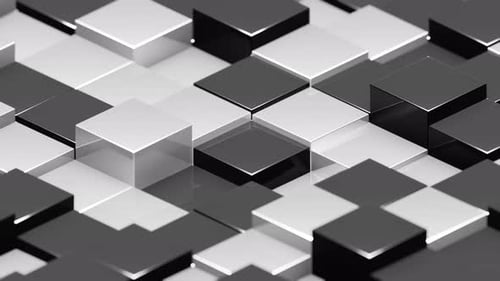 Black and White Abstract Glossed Cubes Background VJ Loop in 4K