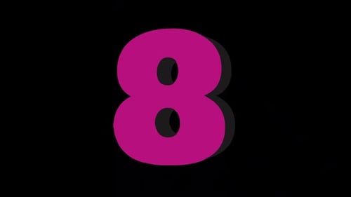 Rotating Glossy Pink 3D Number 8 Animation