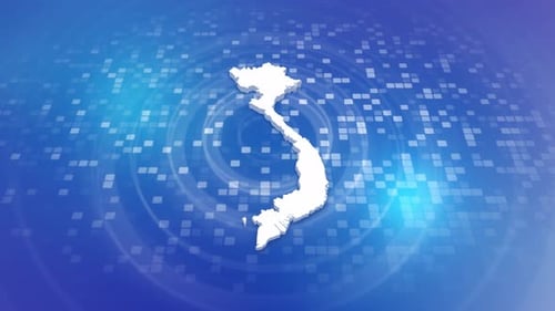 Vietnam Map Outline Forming Animation on Digital Grid