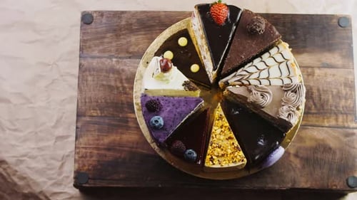 Variety of Cake Slices on Platter