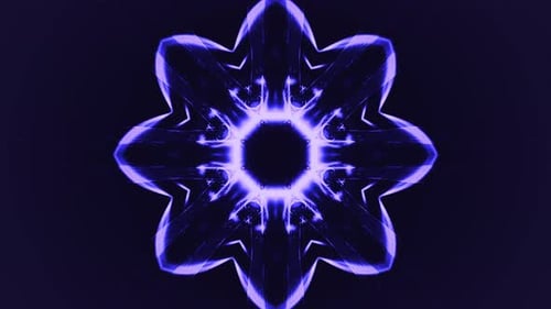 Abstract Glowing Blue Symmetrical Kaleidoscope Pattern Loop