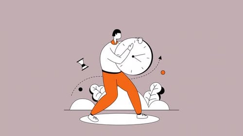 Animated Flat Design Illustration of Time Management