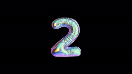 Irisierender 3-Sekunden-Countdown mit explodierendem Konfetti auf Alpha