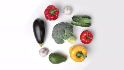 Organic Whole Vegetables Fruits Healthy Food Recipe Grocery Market Fresh Vitamin Rotation Isolated