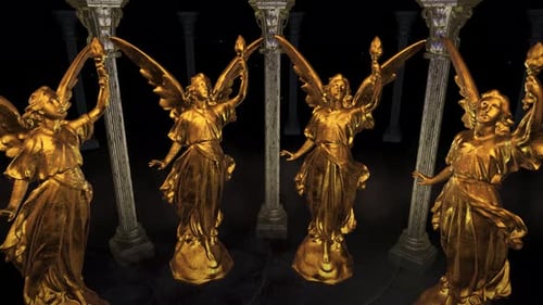 Golden Angels and Classical Columns Motion Background